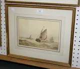 F.J. Aldridge, Sailing Vessels on Choppy Waters, watercolour