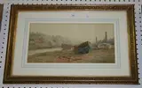M. Davison, View of a Village and River with Boats in the foreground, watercolour