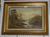 Sidney Yates Johnson, View of a River within a Landscape, oil on canvas