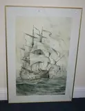 Waldemar Jarmosewicz, Study of a Galleon in Coastal Waters, watercolour