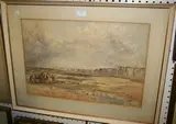 James Price, Coastal View with Kelp Gatherers, mid/late 19th Century watercolour
