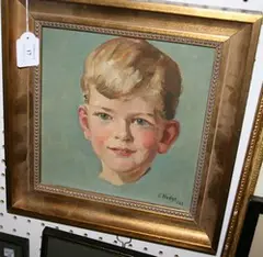 Portrait of a Young Boy by Francis Hodge, oil on canvas-board, sold Nov 2012