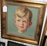 Francis Hodge, Portrait of a Young Boy, oil on canvas-board