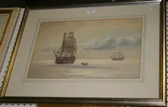 Alma Burlton Cull, Study of a Man-o'-war in Calm Coastal Waters, 1927, watercolour