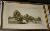 Fred Pearson, View of Swans on a River, watercolour