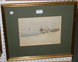 William Samuel Parkyn, View of Sailing Vessels from Sand Dunes, watercolour