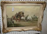 Joseph Pinner-Jackson, View of a Stagecoach leaving Town, oil on board