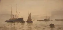 E. Fletcher, Harbour Scene, oil on canvas