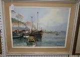 C. Wiegman, View of a Harbour, oil on canvas