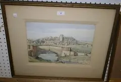 Harry Morley, Wiverton Bridge & Cley Church, watercolour