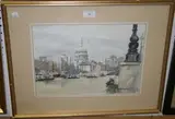 Ley Kenyon, St Pauls from South Bank, watercolour
