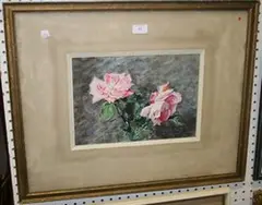 Francis Edward James, Study of Two Pink Roses, watercolour