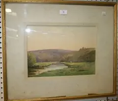 Felix E. Andrews, River Landscape, watercolour