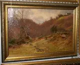J. Clinton Jones, Shepherd and Dog on a Hillside, oil on canvas