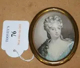 E. Desmond, Oval Miniature Head and Shoulders Portrait of a Lady, her Hair dressed in Pearls, watercolour on ivory