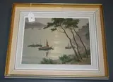 Mary Coulon Serra, Continental Coastal View with Sailing Boats in a Harbour, oil on panel