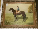 Rupert Barrington, Brigadier Gerard' (Study of the Race-horse with Rider), 1975, oil on board
