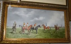 Louis Vane, View of Racehorses with Jockeys-up, oil on canvas