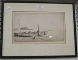 Martin Hardie, View of Figures among Beached Boats, monochrome etching