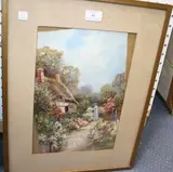 Eva Maryon, Woman in a Cottage Garden, oil on board