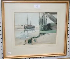 Henry Daniel, View of a Moored Boat, watercolour with pencil