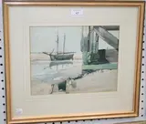 Henry Daniel, View of a Moored Boat, watercolour with pencil