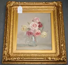 Nora H. Cullen, November Roses, oil on canvas