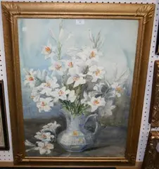 Marion Broom, Still Life Study of Flowers in a Jug, watercolour