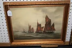 Max Parsons, Yarmouth' (Coastal View with a Pilot Boat escorting Fishing Boats into Harbour), oil on panel