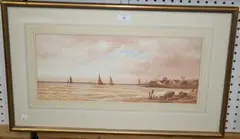 T. Mortimer, Coastal View, watercolour and gouache over pencil