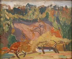Robin Wallace, Kerne Bridge, nr Ross on Wye, 1945, oil on wood panel