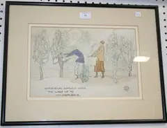 Margaret Lilias Hodgson, Gathering Apples with the Lady up to Wildbrooks' and 'The Private and Personal Circus of the Lady up to Wildbrooks, 1918, two watercolours with ink