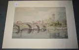 Kenneth C. Holmes, View of Richmond Bridge, watercolour and pencil