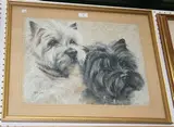 Olga Misksche, Fred & Ben' (Study of Black and White Scottie Dogs), 1980, pastel
