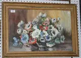 Marion Broom, Still Life Study of Poppies in a Shallow Bowl, watercolour