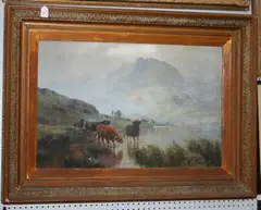 Harald R. Hall, Highland Cattle by the Loch, 1896, oil on canvas