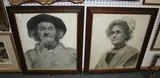 W.P. Biddle, Head and Shoulders Portraits of a Man and Woman, a pair of pencil drawings
