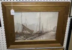 G. Feissinger, After the Shower' (View of a Continental Harbour), oil on panel