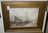 G. Feissinger, After the Shower' (View of a Continental Harbour), oil on panel