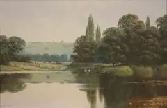 Spencer Coleman, On the River Wey, near Guildford, oil on canvas