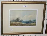 Edwin Toovey, Landscape with Figures resting on a Path, watercolour heightened with white