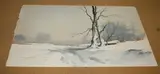 Denis Pannett, Winter Landscape with Snow-covered Trees, watercolour