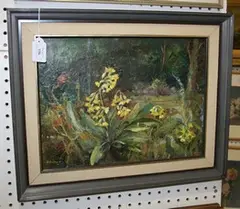 Joan Baker, Cowslips, oil on board
