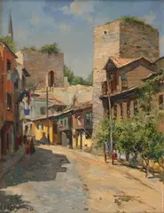 N. Gerasim, View of a Turkish Road with Houses by a City Wall, oil on canvas