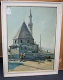 N. Gerasim, Ankara' (Figures in Conversation near a Donkey and Chickens before a Building), oil on canvas