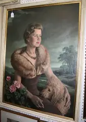 Carlos Sancha, Three-quarter Length Portrait of a Woman and her Dog, 1962, oil on canvas