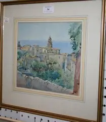 E. Guy Dawker, Amalfi' (View of the Italian Coastal Town), 1927, watercolour