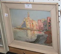 P. Nell, Camogli' (View of the Italian Bay), 1901, oil on panel