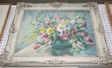 H.F. Borton, Still Life Study of Spring Flowers, oil on canvas