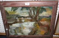 Harold Kopel, Riverview, oil on canvas laid on board